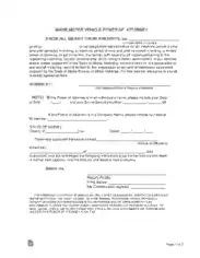 Maine Motor Vehicle Power Of Attorney Form Template