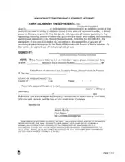 Free Download PDF Books, Massachusetts Motor Vehicle Power Of Attorney Form Template