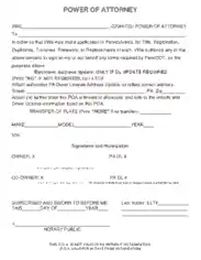 Pennsylvania Motor Vehicle Power Of Attorney Form Template