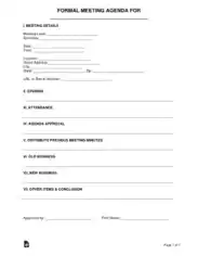 Free Download PDF Books, Formal Meeting Agenda Form Template