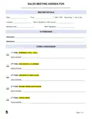 Free Download PDF Books, Sales Meeting Agenda Form Template