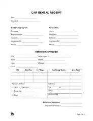 Free Download PDF Books, Car Rental Receipt Form Template