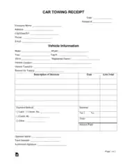 Free Download PDF Books, Car Towing Receipt Form Template