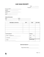 Free Download PDF Books, Car Wash Receipt Form Template