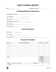 Free Download PDF Books, Event Payment Receipt Form Template