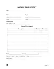Free Download PDF Books, Garage Sale Receipt Form Template