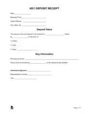 Key Deposit Receipt Form Template