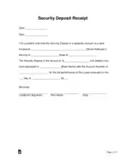 Free Download PDF Books, Landlords Security Deposit Receipt Form Template
