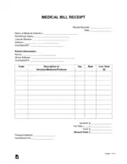 Free Download PDF Books, Medical Bill Receipt Form Template