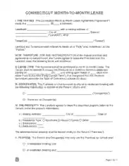 Connecticut Month To Month Rental Agreement Form Template