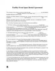 Facility Event Space Rental Agreement Form Template