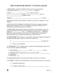 Free Download PDF Books, New Hampshire Month To Month Rental Agreement Form Template