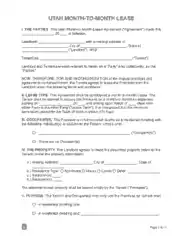 Utah Month To Month Rental Agreement Form Template