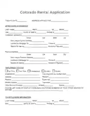 Colorado Rental Application Form Template
