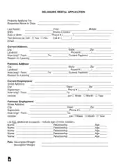 Delaware Rental Application Form Template