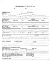 Florida Rental Application Form Template