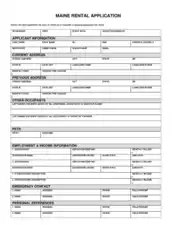 Maine Rental Application Form Template