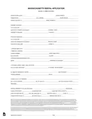 Massachuetts Rental Application Form Template