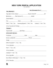 New York Rental Application Form Template