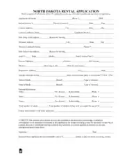 North Dakota Rental Application Form Template