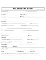 Ohio Rental Application Form Template