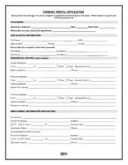 Vermont Rental Application Form