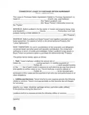 Connecticut Lease To Own Option To Purchase Agreement Form Template