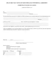 Delaware 7 Day Notice To Quit Non Compliance Form Template