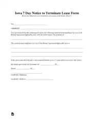 Iowa 7 Day Notice To Quit Noncompliance Form Template