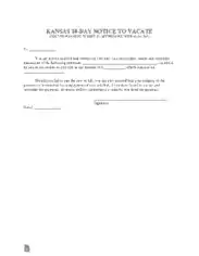 Kansas 10 Day Notice To Quit Nonpayment Of Rent Form Template