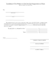 Louisiana 5 Day Notice To Quit Nonpayment Rent Form Template