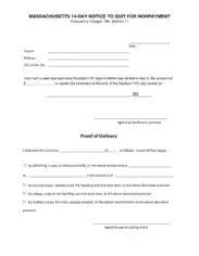 Free Download PDF Books, Massachusetts Notice To Quit 14 Days Nonpayment Form Template