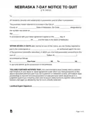 Free Download PDF Books, Nebraska 7 Day Notice To Quit Form Template