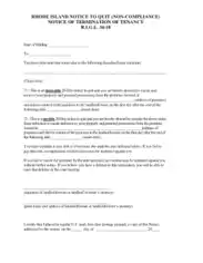 Free Download PDF Books, Rhode Island 20 Day Notice To Quit Noncompliance Form Template