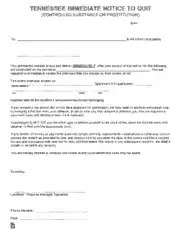 Tennessee Immediate Notice To Quit Form Template