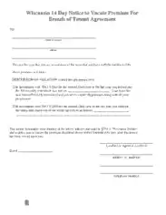 Free Download PDF Books, Wisconsin 14 Day Notice To Quit Form Template