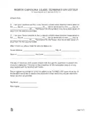 Free Download PDF Books, North Carolina Lease Termination Letter Template