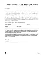 Free Download PDF Books, South Carolina Lease Termination Letter Template