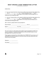 West Virginia Lease Termination Letter Template