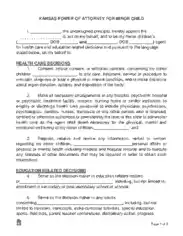 Kansas Power Of Attorney For Minor Child Form Template