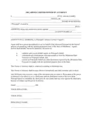 Oklahoma Limited Power Of Attorney Form Template