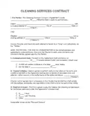 Free Download PDF Books, Cleaning Services Contract Form Template