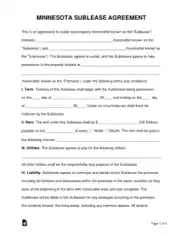 Free Download PDF Books, Minnesota Sublease Agreement Form Template