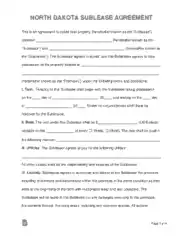 Free Download PDF Books, North Dakota Sublease Agreement Form Template
