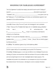 Free Download PDF Books, Washington Sublease Agreement Form Template