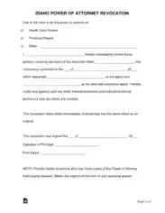 Free Download PDF Books, Idaho Power Of Attorney Revocation Form Template