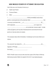 New Mexico Power Of Attorney Revocation Form Template