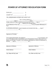 Sample Power Of Attorney Revocation Form Template