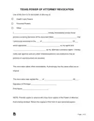 Texas Power Of Attorney Revocation Form Template