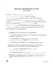 Free Download PDF Books, Indiana Secured Promissory Note Form Template